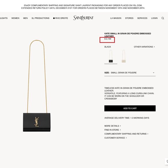 Kate Small YSL Crossbody Bag in Grained Leather - Picture 8 of 11